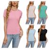 Женская футболка с короткими рукавами и круглым вырезом, облегающий эластичный вязаный свитер