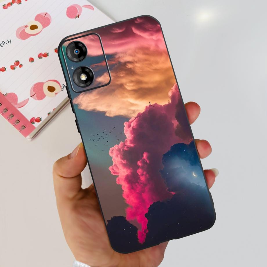 For Motorola Moto E13 Moto G13 Case Matte Black Liquid Silicone Soft Cover Lovely Cat Cartoon Jelly Capas For MotoE13 E 13 G 13