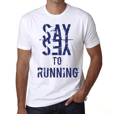 Мужская винтажная футболка Футболка с рисунком Say Yes to Running White