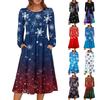 Women's Christmas Printed Fashionable Loose Round-neck Dress