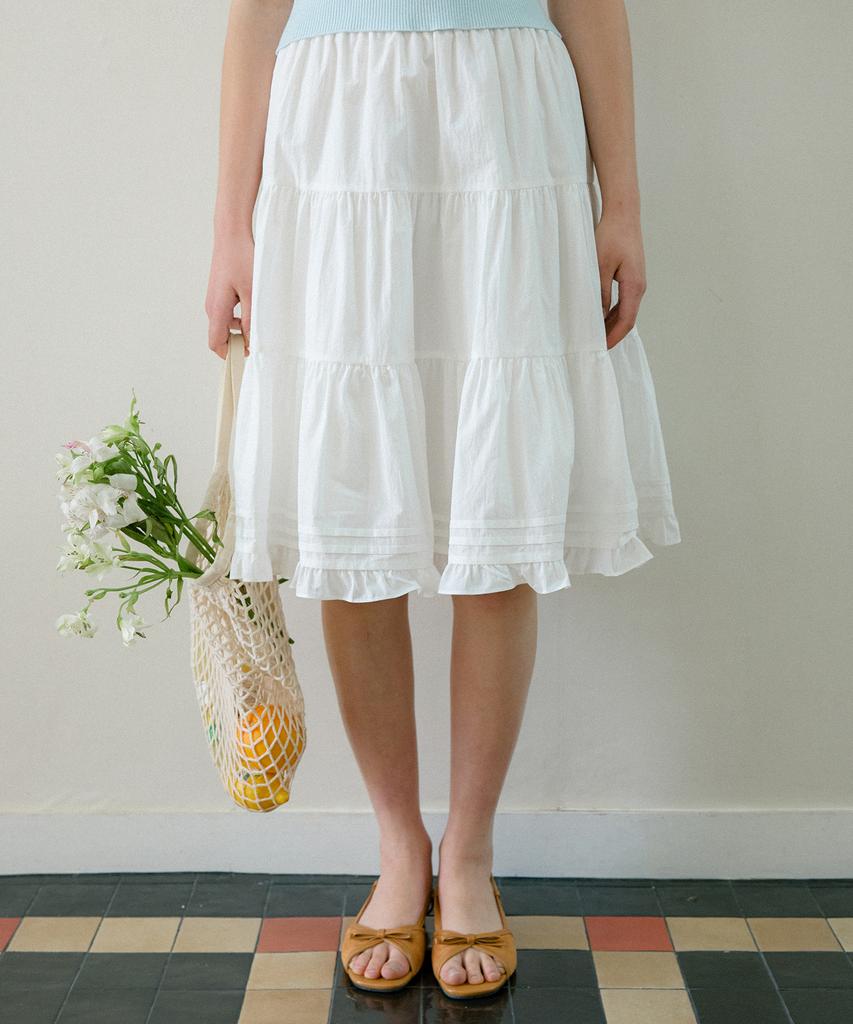 Letter From Moon Benny'S Tiered Midi Skirt (Ivory)