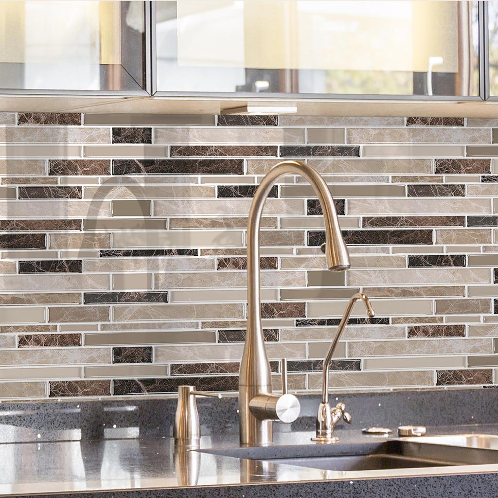 12Pc Imitation Tile Kitchen And Bathroom Sticker Marble Pattern Wall Sticker Self-Adhesive Oil-Proof And Anti-Fouling Kitchen Sticker