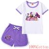 Kids Girls Anime Cartoon K-Pop Rumi Zoey Mira Printed Casual Short Sleeves T-Shirt Shorts Clothes Set