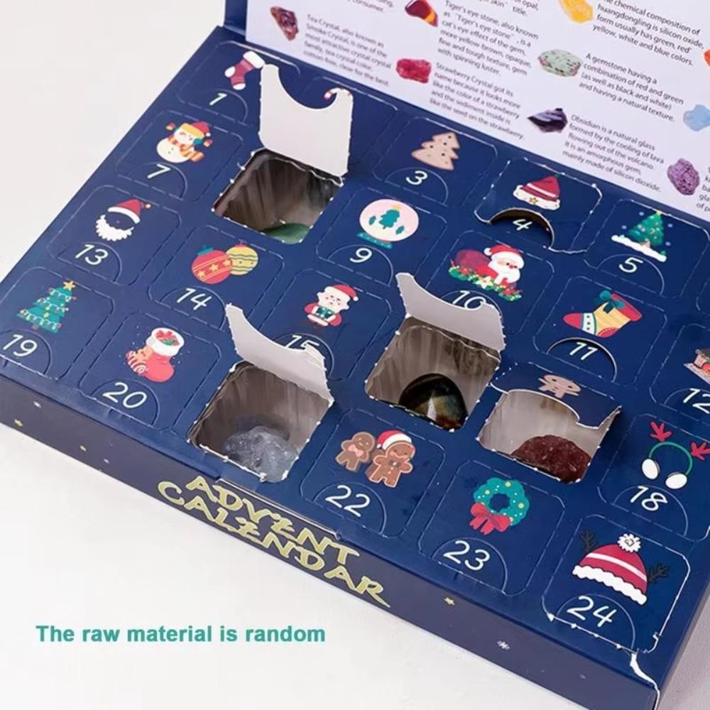 24 шт./набор красочных рождественских адвент-календарей в глухой коробке, прочный адвент-календарь с кристаллами и драгоценными камнями
