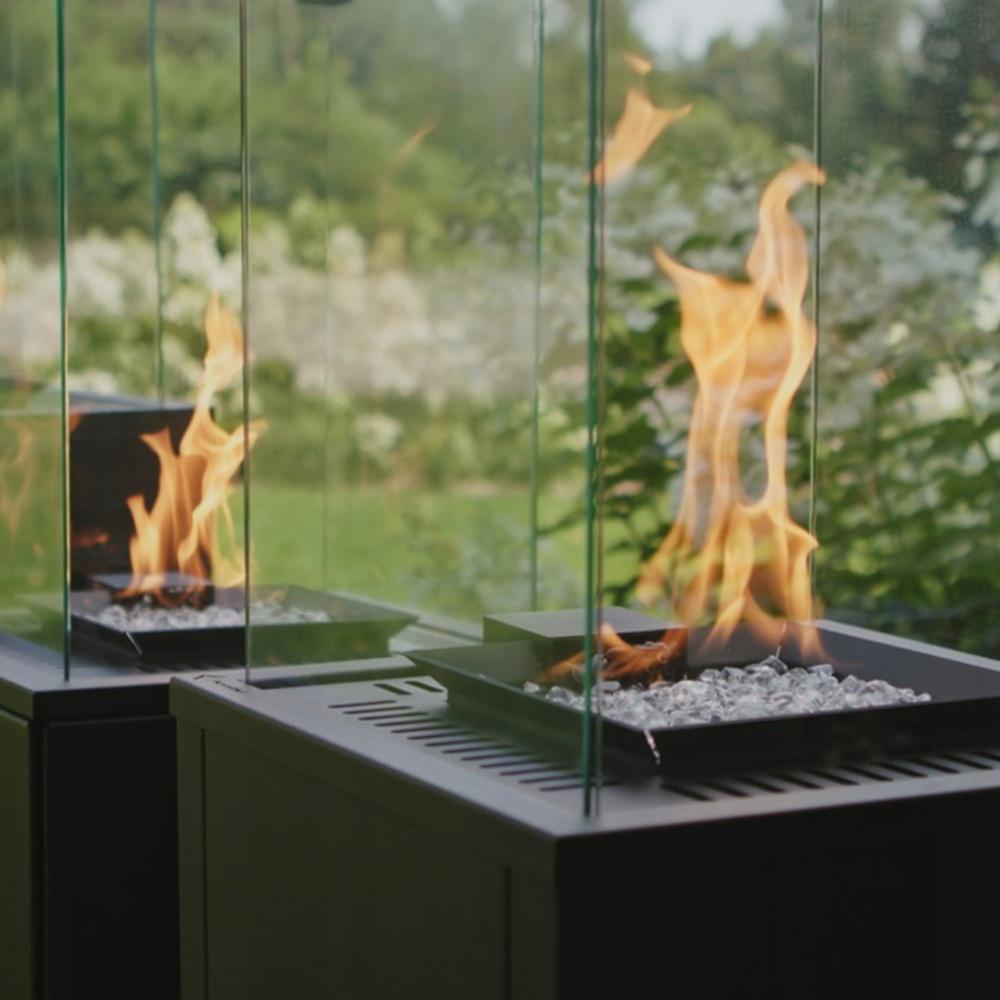 Газовый обогреватель для террасы, кварцевый синтер, базовая панель, смесь Nero, автоматический, 8,2 кВт