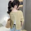 Женский вязаный кардиган Ice Silk - корейский стиль, легкий, короткая шаль с разрезом сзади и завязкой, идеальная верхняя одежда с защитой от солнца