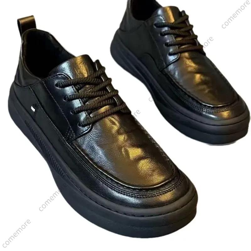 Новая мужская деловая повседневная обувь на доске с круглым носком, модная, в британском стиле, универсальная, дышащая, из ПУ кожи, на мягкой подошве, формальная обувь для мужчин