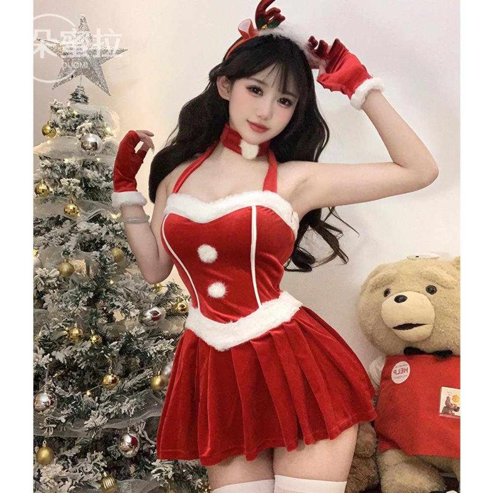 Рождественское платье Domila, женское бархатное платье, чистое похоть, сексуальный женский костюм для трансляции в прямом эфире, сценический костюм на Хэллоуин