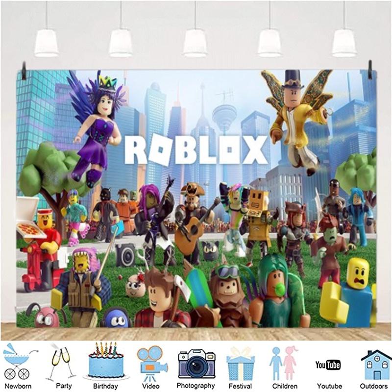 Баннер для украшения дня рождения в стиле игры Roblox для мальчиков 5x3 Этилен Фотофон Ткань