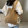 2025 New Straw Plaited Woven Women's Roomy Bag Casual Versatile Single Shoulder Bag High Capacity Seaside Beach Bag Vacation Commuter Large Tote Bag