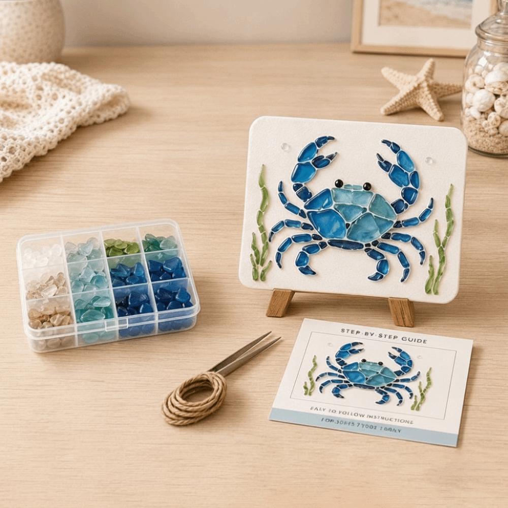 DIY Beginner Friendly Mosaic Kit Mosaic Craft Supply Glass Mosaic Kit Ocean Animals Theme