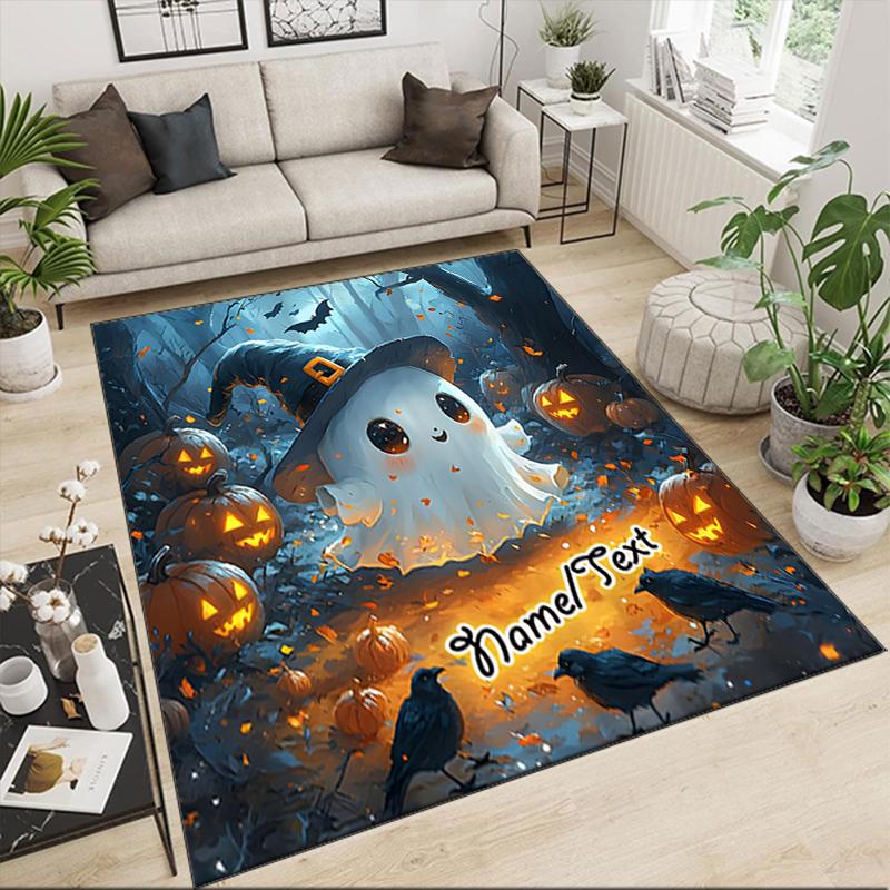 1PC Custom Name Halloween Ghost Forest Theme Floor Mat Ideal for Living Room, Game Rooms, Office, Bedroom,Floor Mat Playful Design