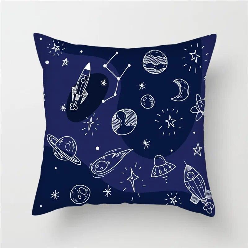 Cartoon Astronaut Rocket Spaceship Sofa Home Bedroom Decoration Pillowcase Kids Room  Space Theme Cushion Cover