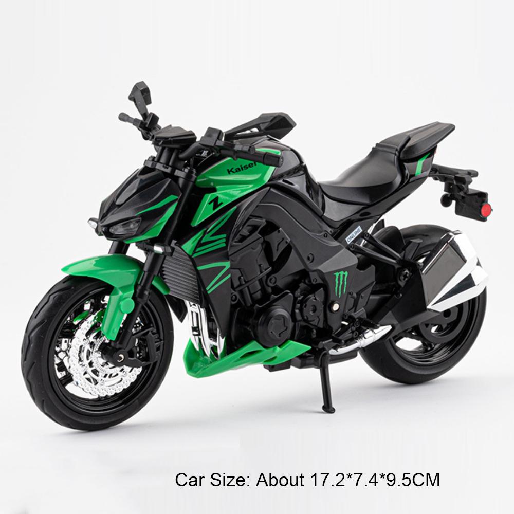 1:12 Модель мотоцикла из сплава Kawasaki Z1000 Zx-6r Литые игрушки Машина Рулевое управление передним колесом Звук Свет Транспортное средство Детские праздничные подарки
