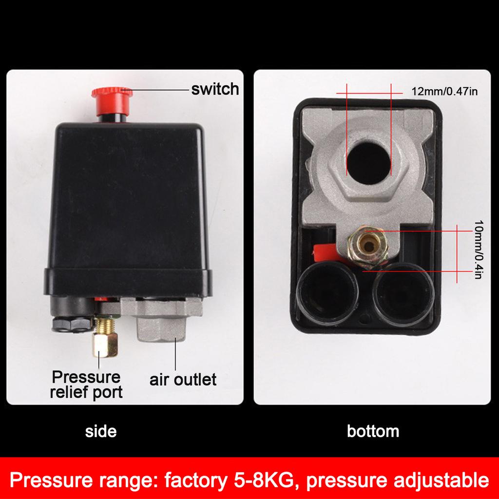 Переключатель контроля давления воздушного компрессора с для клапанным блоком управления Регуляторы Манометр 90-120PSI Безопасность для клапана Durab
