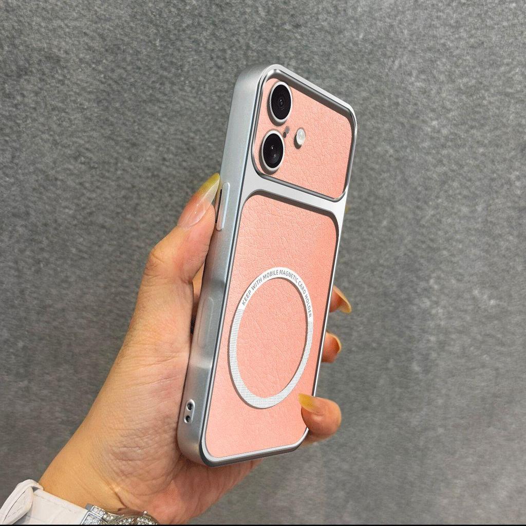 Улучшенный защитный чехол с большим вырезом для камеры для iPhone 17, роскошный кожаный чехол с магнитным кольцом