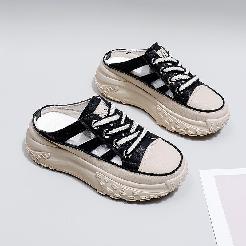 Сетчатые полутапочки для папы, женская летняя новая дышащая женская студенческая обувь, повседневная женская обувь