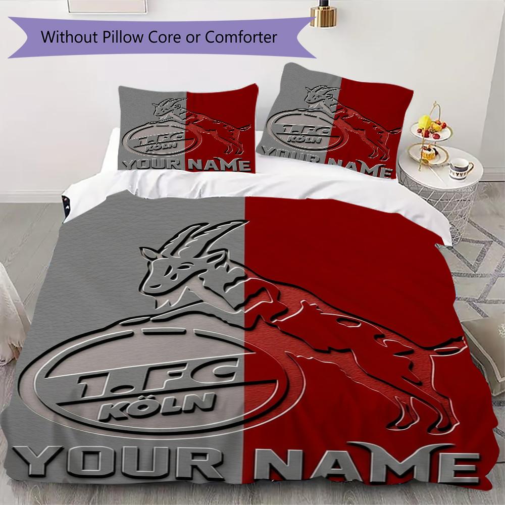 Custom Name FC KÖLN Bedding,Quilt Set Quilt Cover Pillowcase Home Birthday Gift(1 * duvet cover + 2 * pillowcase, without core)_xia
