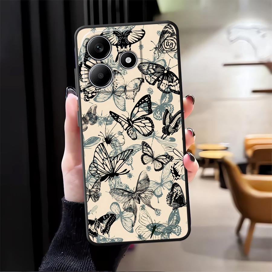 Чехол для Xiaomi Redmi Note 14 12 11 13 Pro Plus 12C 13C 14C A4 A5 A3 K80 A1 10 9 8 7 Чехол для телефона K40 A2 A1 Ретро Бабочка