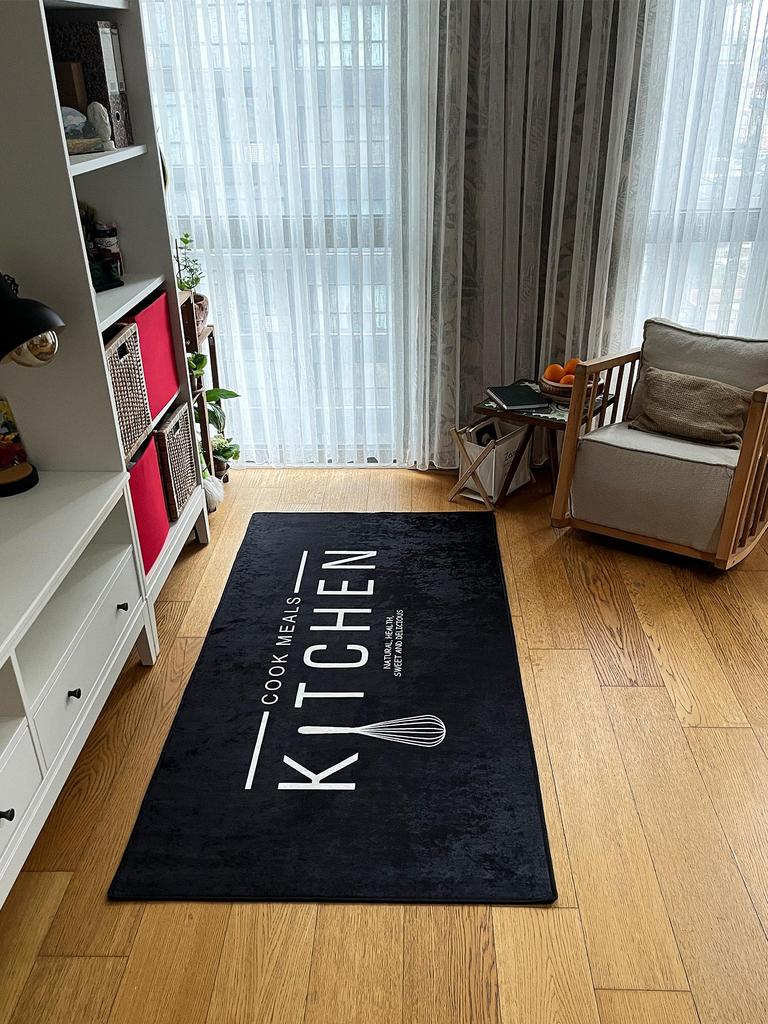 EPeddler Home Modern Kitchen Written Pattern Digital Printing Washable Non-Slip Leather Base New Generation Kitchen, Dining Room Carpet and Runner