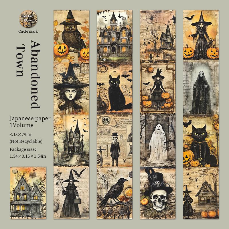 2m/roll Celtic Town Series Decor Halloween Washi Tape Creative Planner Handbook Collage DIY Scrapbook Material Masking Tape