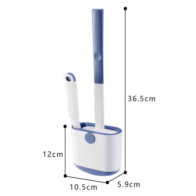 Toilet Brush Bundle Wall Mounted Toilet Brush with Drain Holder Bpa-free Silicone Flat Head Flexible Soft Bristles Cleaning Brush