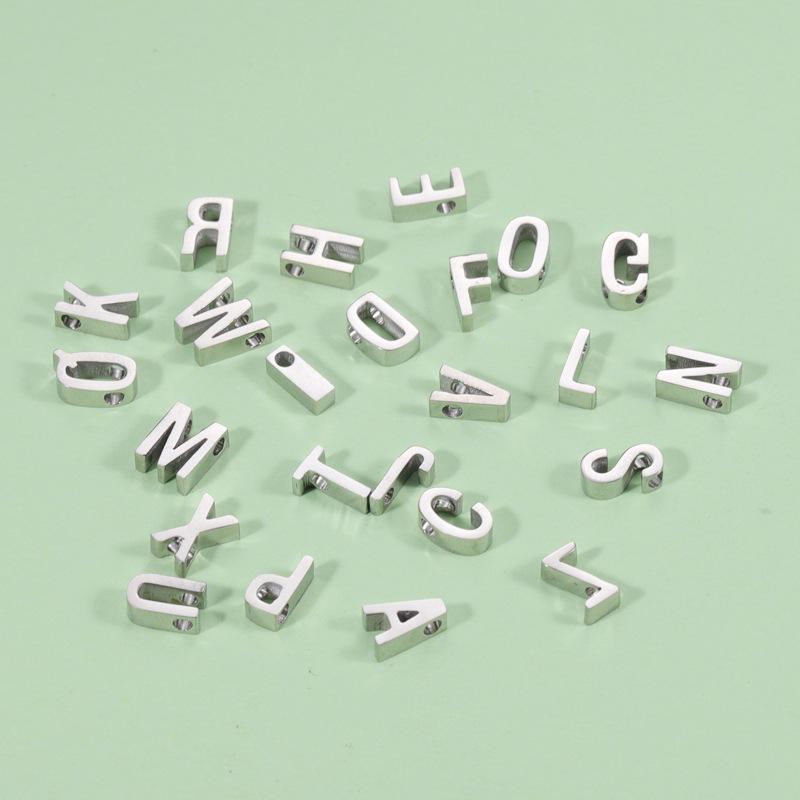 Mirror Polished Titanium Steel A-Z Letter Beads with 1.8mm Hole