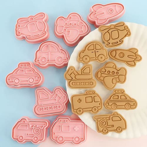 momee 8-Piece Transportation Vehicle Cookie Cutter Set, Biscuit Cutter for Baking, DIY Confectionery, and Handmade Baking (Set A)
