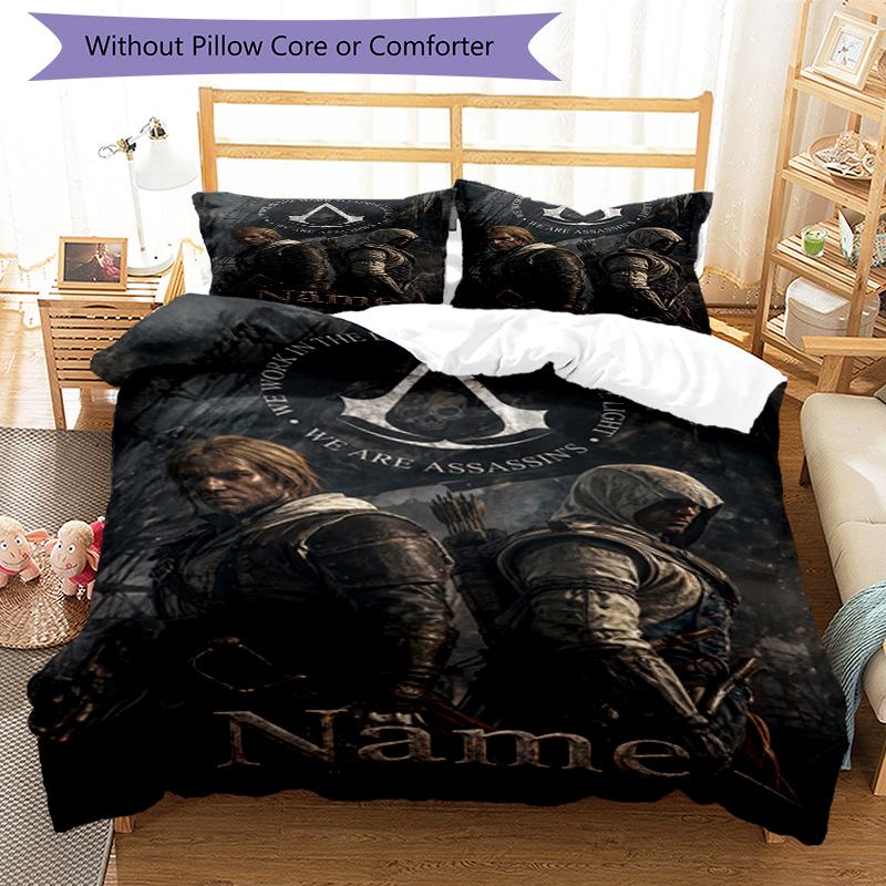 3Pcs Custom Name Assassin'S Bedding Set Duvet Cover Closure Includes 1Duvet Cover 2Pillowcases Soft And Comfortable For All Seasons
