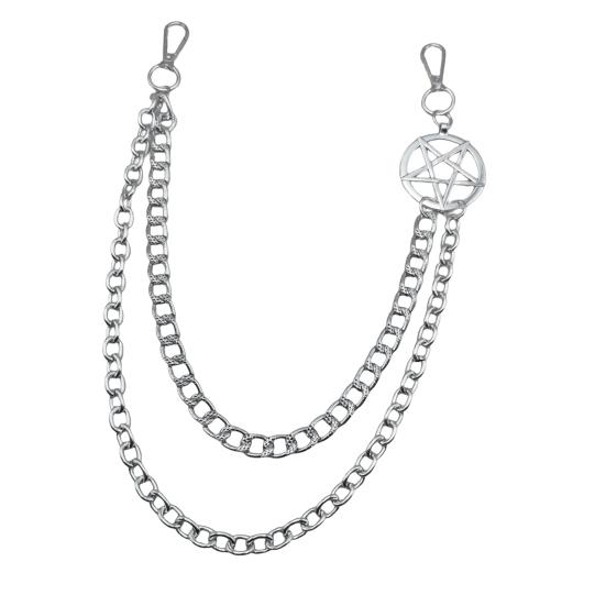 Цепочка для брюк в стиле панк, металлическая джинсовая цепочка, геометрическая цепочка на пояс в стиле хип-хоп со звездами, цепочка на пояс для