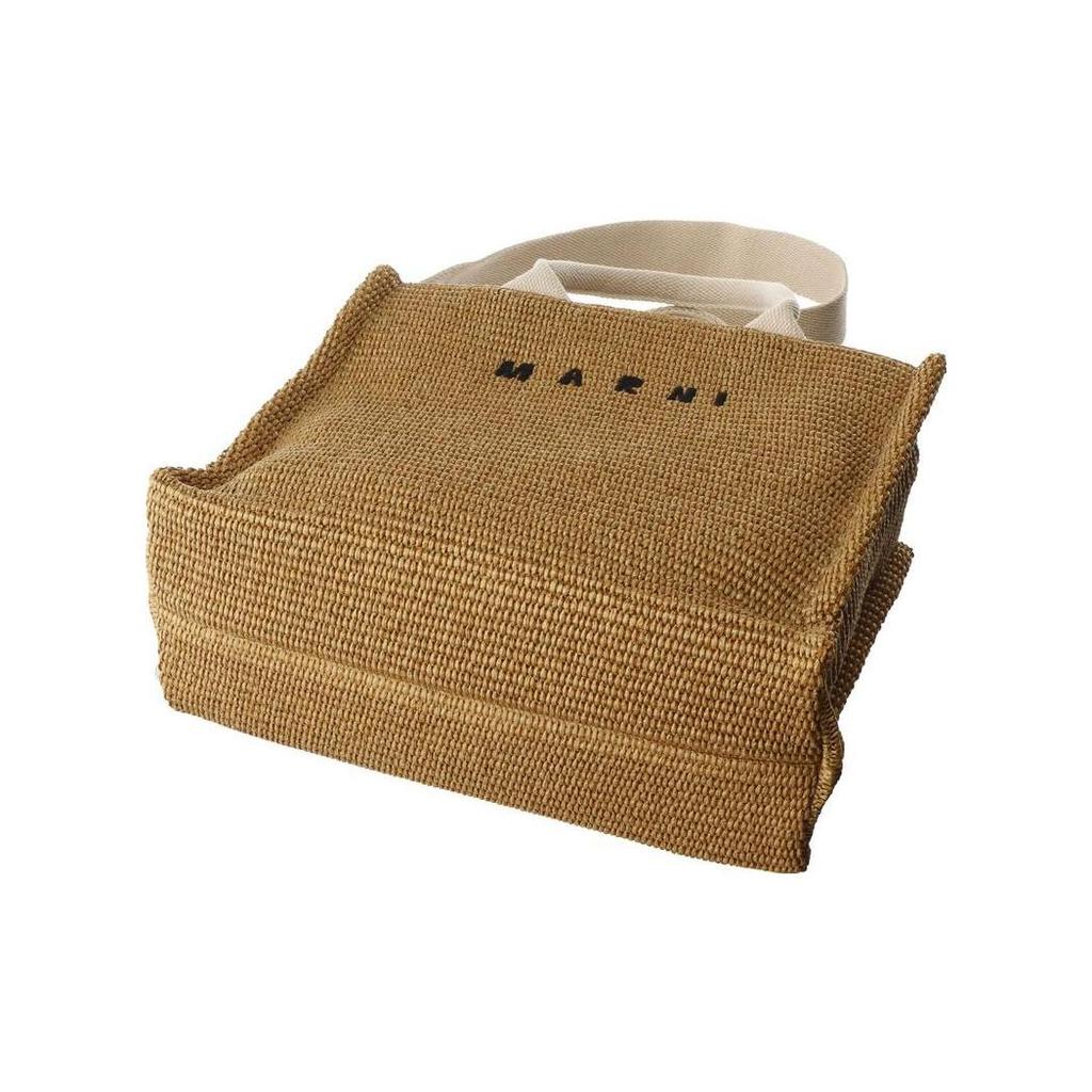 Marni Vintage Woven Design Letter Print Leather Tote Bag Women Tote Bags Brown SHMP0077U0P3860Z0R