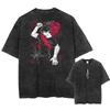 Men Streetwear Yuvilgan Kislotali Katta O'lchamli Futbolka Yapon Anime Retro Kiyilgan Grafikli Printli Futbolka Qisqa Yengli Futbolkalar