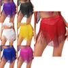 Womens Latin Dance Skirt Elastic Waistband Tiered Tassels Design Salsa Performance Competition Costume Bottom