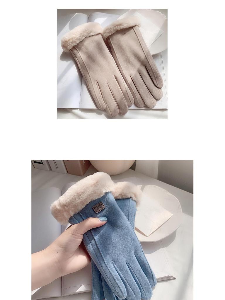 Женские зимние перчатки с сенсорным экраном из толстого бархата для вождения, езды на велосипеде и катания на лыжах - имитация кашемира и хлопка, тепло для осени и зимы 