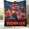 Игровое одеяло из фланели с мультяшным принтом R-Robloxs, ультрамягкое теплое плюшевое покрывало для дома, спальни, кровати, дивана, офиса, кемпинга, пикника, подарок
