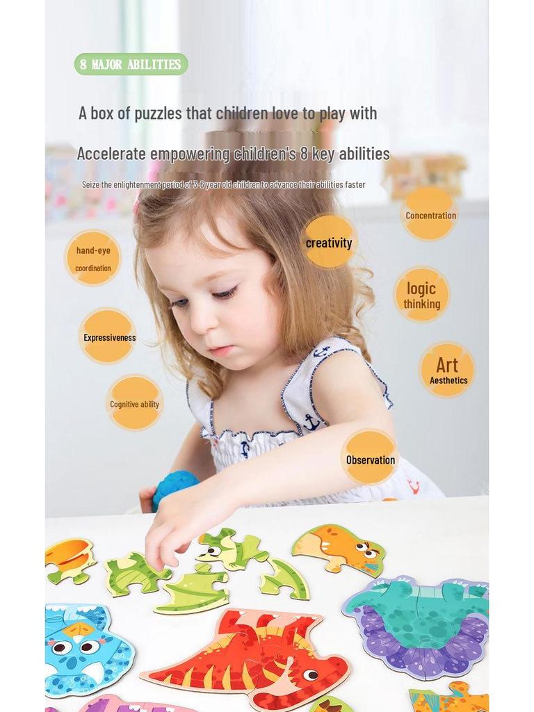 3+ Six-in-One Wooden Puzzle Box: Solid Wood Educational Toy for Girls and Boys, 60 Pieces