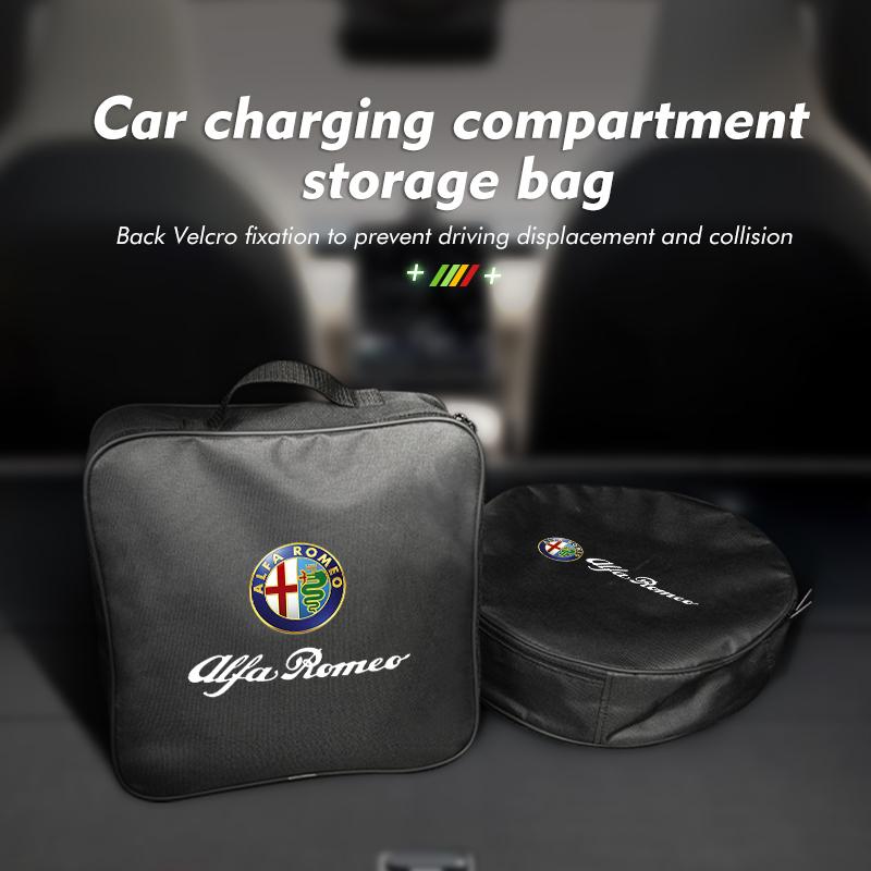 Car Charge Cable Storage Box Charging Gun Tools Organizer For Alfa Romeo 159 Giulietta 156 147 Giulia Mito GT Stelvio Spider jhb633