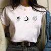 Casual Women's Round Neck T-shirt Lunar Eclipse Printed Women's T-shirt New Eclipse of the Moon Moon Style Women's White T-shirt