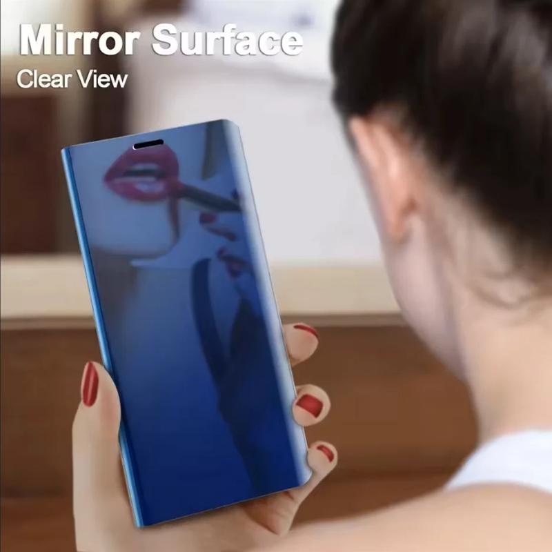 Зеркальная флип-чехол из кожи с защитой на 360° для Samsung Galaxy S26 Ultra Pro S25 Edge Plus, с подставкой, противоударный чехол