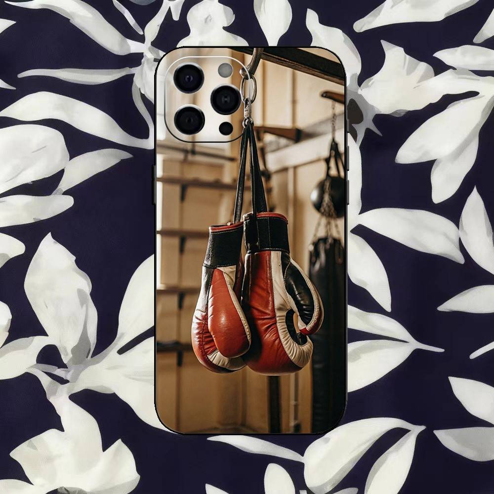 Cool Boxing Sport Phone Case For iPhone 17,16,15,14,13,12,11 Plus,Pro Max,SE4Soft Silicone Black Cover