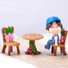 3 Pcs Miniature Furniture Multi-use Handmade Resin Plant Furniture Display for Garden