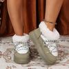 Cross Strap Decoration Short Plush Snow Boots Women 2025 Winter Faux Fur Round Toe Botas Soft Thick Bottom Boots