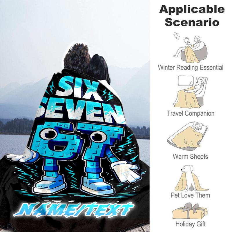 1PC Custom Name "Six Seven Energy" flannel blanket versatile,all-season throw suitable for the living room,bedroom,camping,travel,and gift
