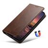 SUTENI For iPhone 16 Case PU Leather Wallet Stand Magnetic Closing Phone Cover - Brown
