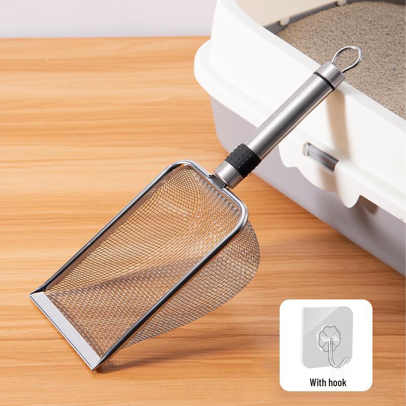 Совок для кошачьего туалета из нержавеющей стали с мелкими отверстиями для минерального песка и удаления мелких отходов