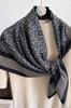 Women' Scarf Black and Gray 90X90 - Geometric Elegance with a Silky Shine