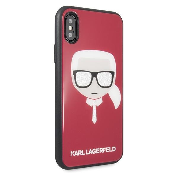 Karl Lagerfeld KLHCPXDLHRE iPhone X/Xred/red Iconic Glitter Karl`s Head