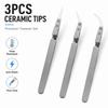 Anti Static Ceramic Tweezers Stainless Steel Reverse Cross Lock Tool with Replaceable Tips for Electronics and Industrial Use