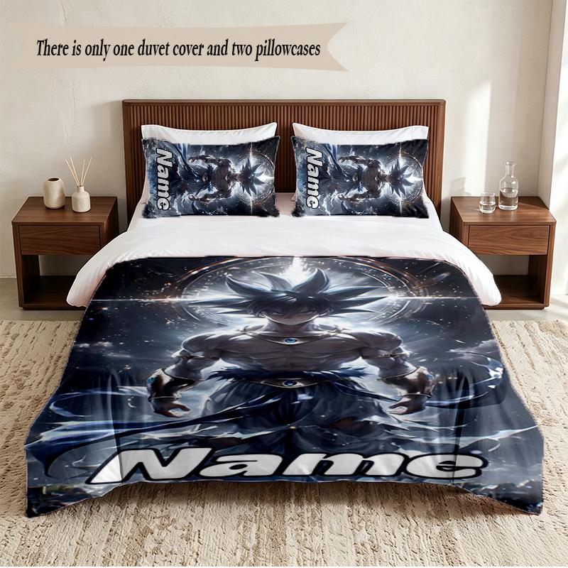 Dragon Ball Personalized Custom Name 3‑Piece Bedding Set Soft Duvet Cover Set For Bedroom Home Decor