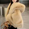 Eco-Friendly Faux Fur Fox-Inspired Hooded Jacket Women's Premium Fluffy Warm Coat